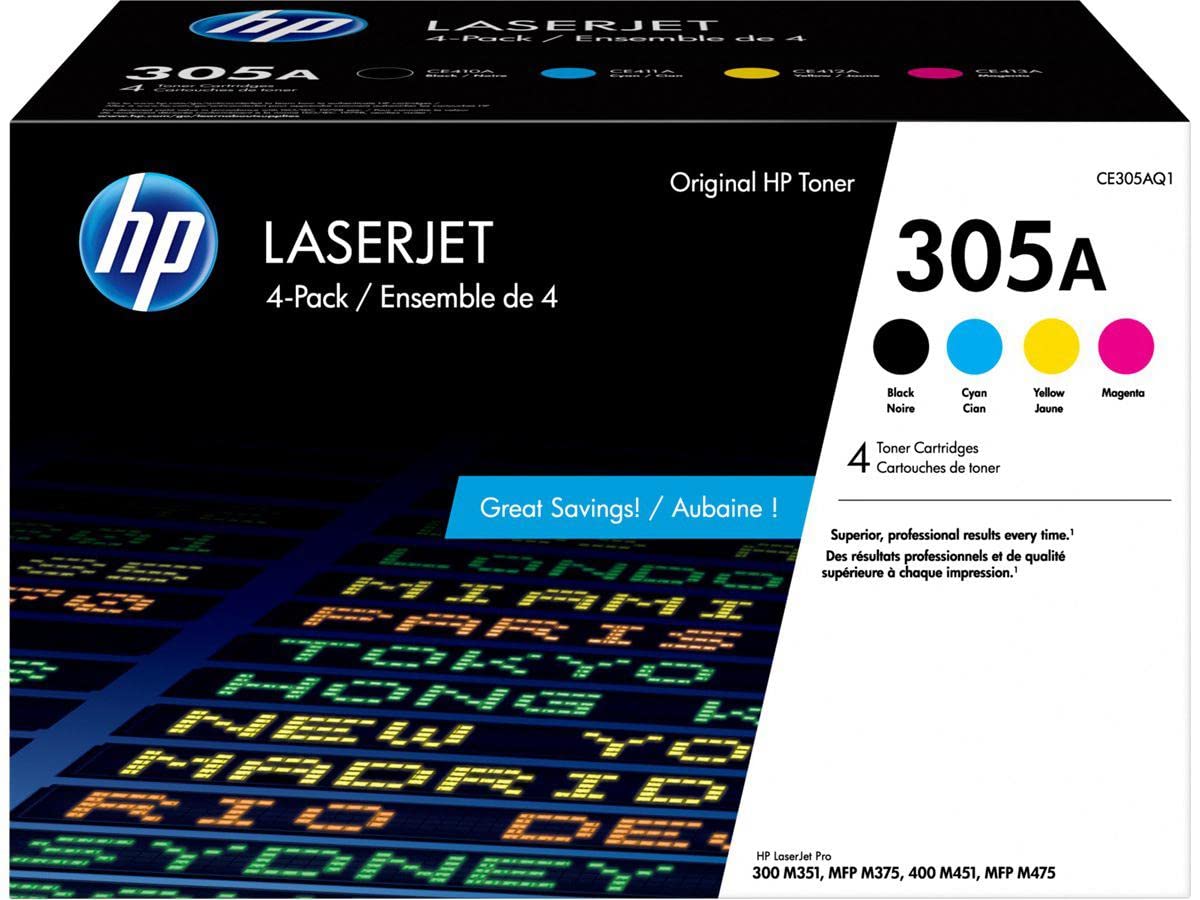 HP 純正トナーカートリッジ　305A 4本　CE411A黒2本、C1本、Y1本 Amazon.co.jp：HP 純正 305A CE410A / CE411A / CE412A / CE413A 4